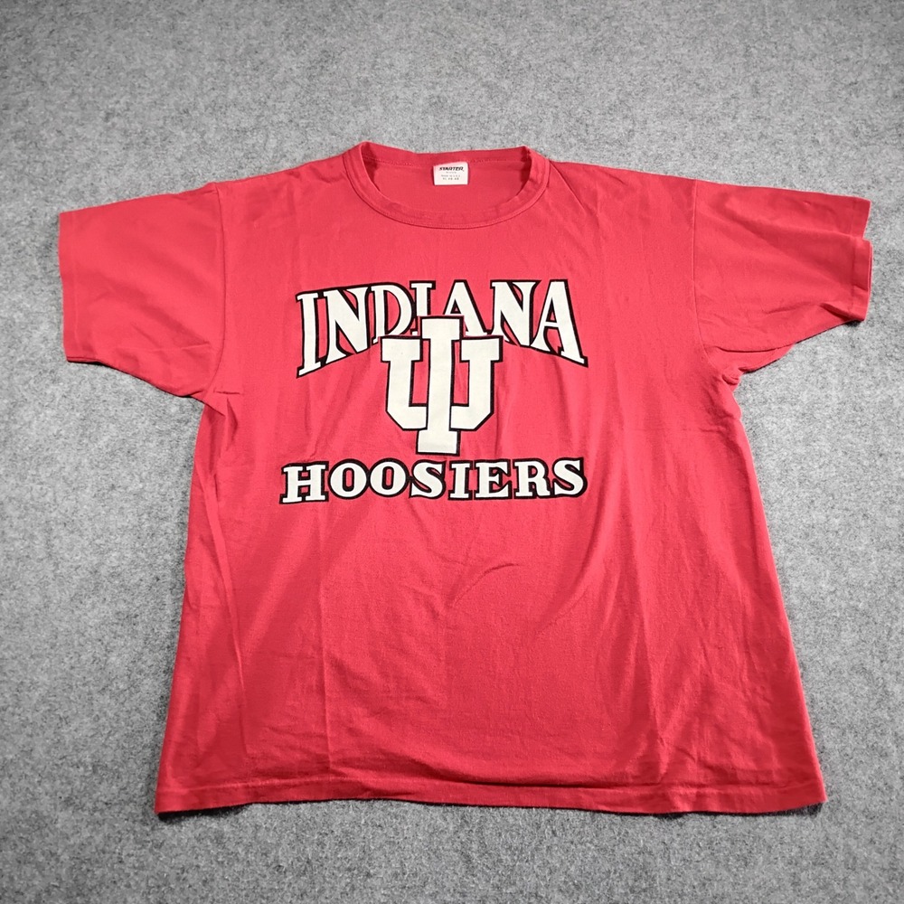 Starter Indiana Hoosiers T-Shirt Mens XL Red Vintage Made in USA Cotton Graphic